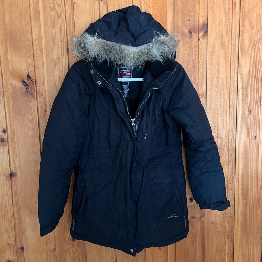 Eddie Bauer Black Weather Edge Down Parka Jacket